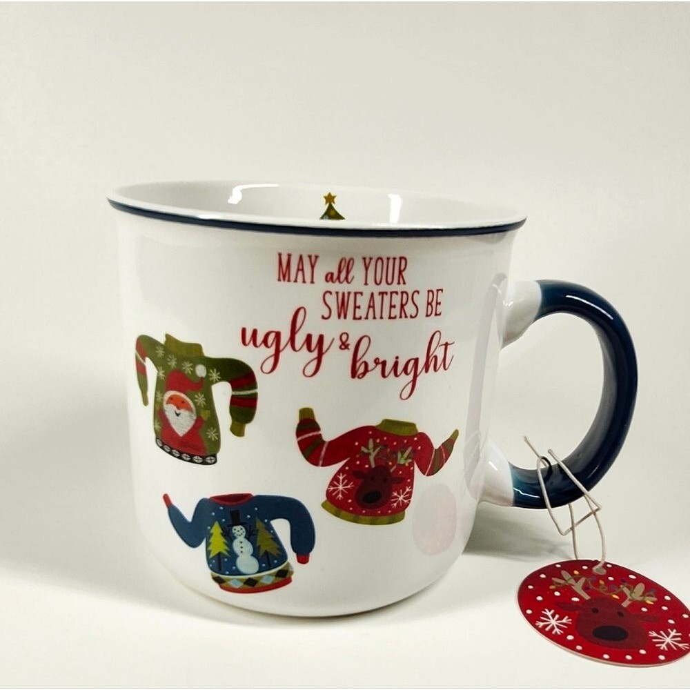 NWT Austin And Ash Christmas/Holiday Ugly Sweater Mug White/Green Gifts